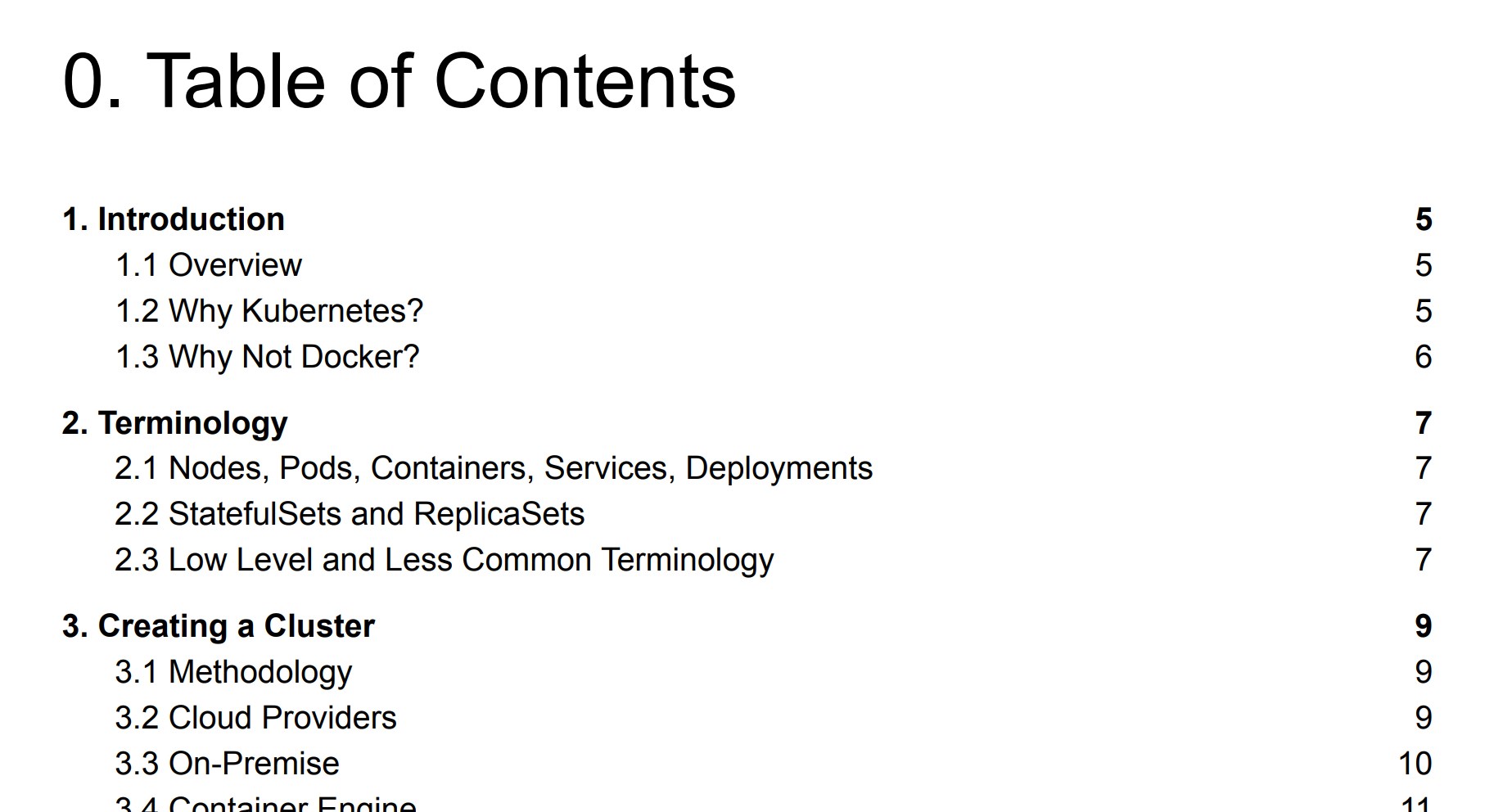 White paper table of contents